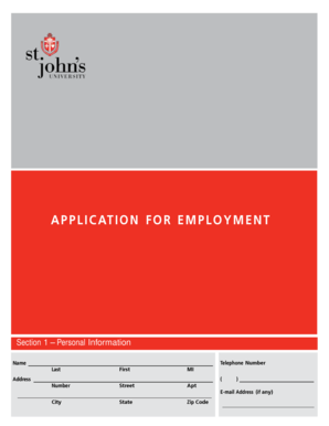 St. John's University Employment Application
