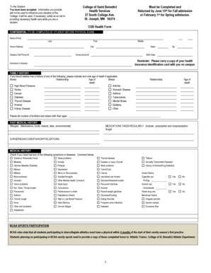 CSB Health Form