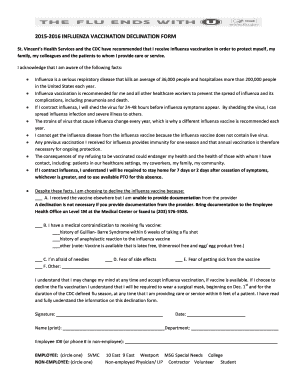Influenza Vaccination Declination Form