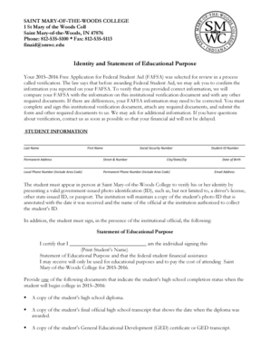 Identity and Statement of Educational Purpose Form