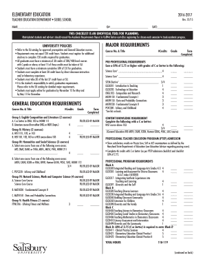 Elementary Education Checklist