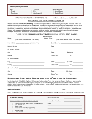 Applicant Release and Authorization Form
