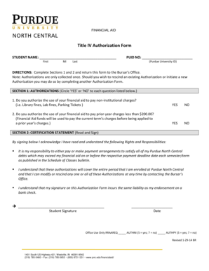 Title IV Authorization Form
