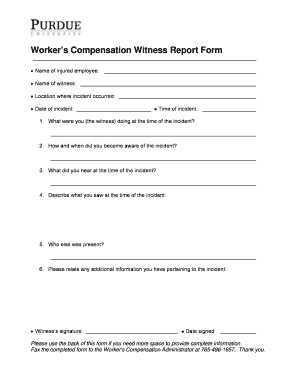 Worker's Compensation Witness Report Form