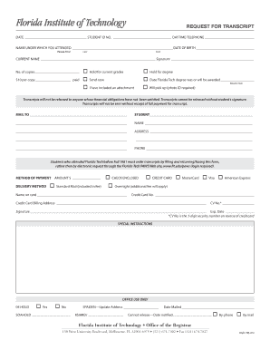 Florida Tech Transcript Request Form