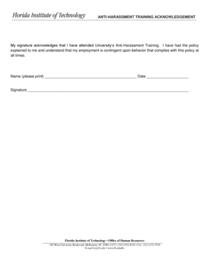 harassment training acknowledgement form