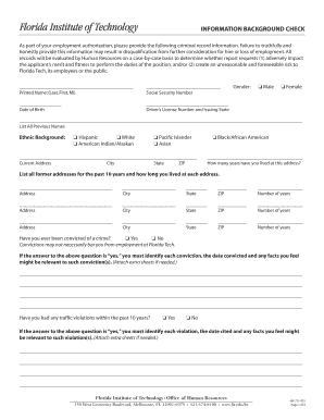 Florida Tech Background Check Form