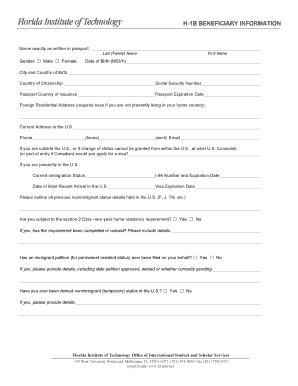 H-1B Beneficiary Information Form