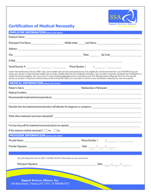 Certification of Medical Necessity