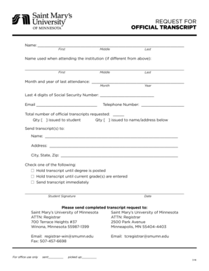 Request for Official Transcript