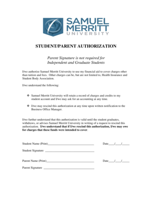 Student Financial Aid Authorization Form