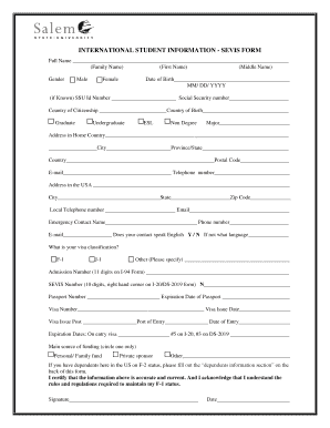 SEVIS Form for International Students