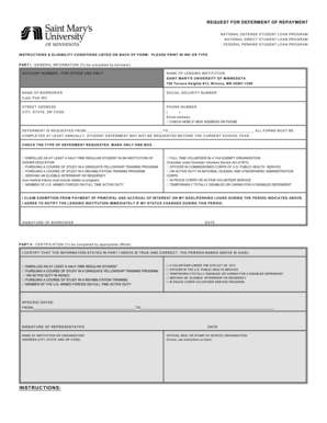 Request for Deferment of Repayment