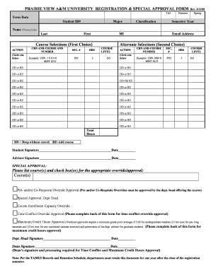 Prairie View A&M University Registration Form