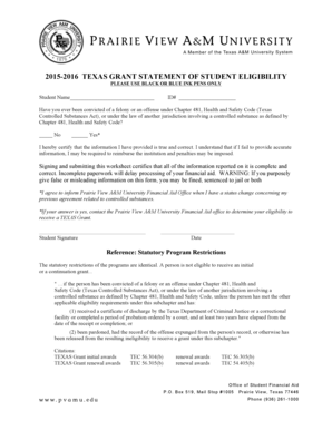 Texas Grant Statement of Student Eligibility