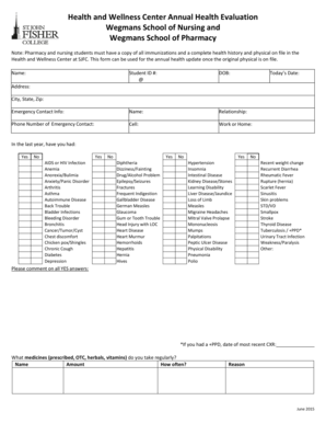 Annual Health Evaluation Form