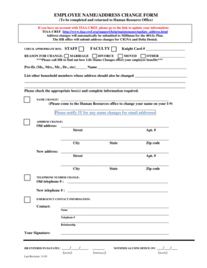 Employee Name/Address Change Form