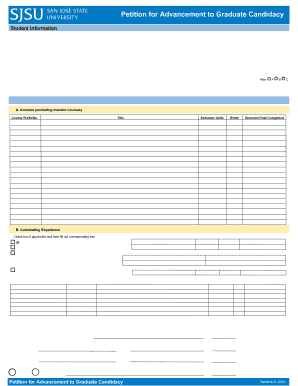 Petition for Advancement to Graduate Candidacy