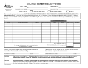 Irs mileage reimbursement form - Mileage Reimbursement Form - St John Fisher College - sjfc