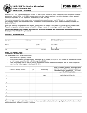 2013-2014 Verification Worksheet