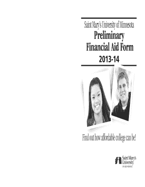 Preliminary Financial Aid Form (PRE-FAF) 2013-2014
