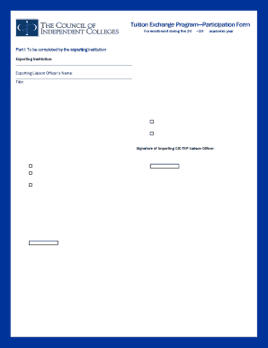 Tuition Exchange Program Participation Form