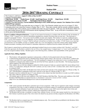 2016-2017 SAIC Housing Contract