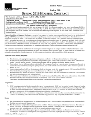 Spring 2016 Housing Contract