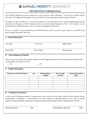 SNAP Verification Form