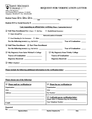 Request for Verification Letter