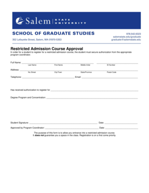 Restricted Admission Course Approval Form