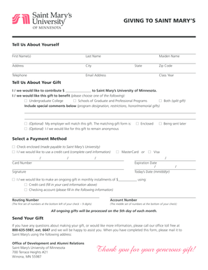 Saint Mary’s University Donation Form