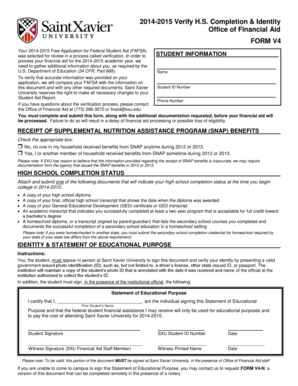 2014-2015 High School Completion & Identity Verification Form