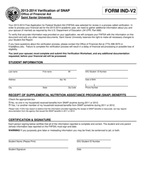2013-2014 Verification of SNAP Form