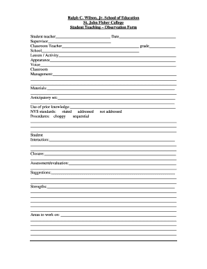Student Teaching Observation Form