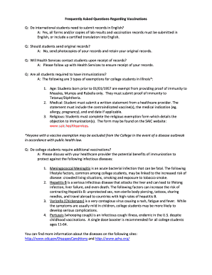 Illinois College Student Immunization Form