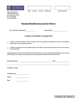 Measles/Rubella Immunization Waiver