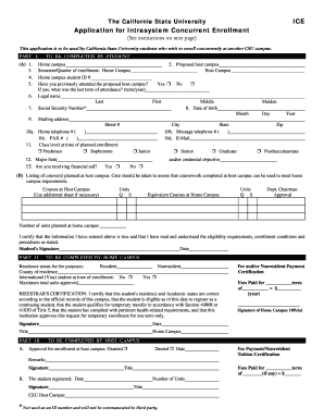 California State University Intrasystem Concurrent Enrollment Application