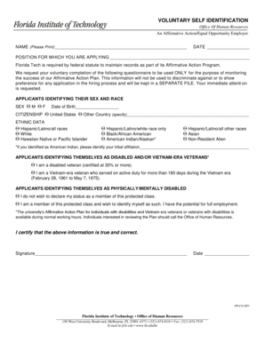 Voluntary Self Identification Form