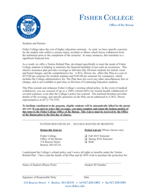Tuition Refund Plan Waiver Form
