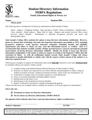 FERPA Directory Information Release Form