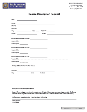 Course Description Request Form