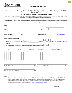 Course Withdrawal Form
