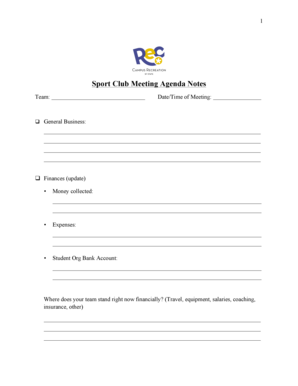 Recap email after meeting example - Sport Club Meeting Agenda Notes Template - sfsu