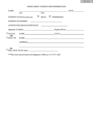 Student Enrollment Verification Form