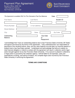 Payment Plan Agreement for SF State