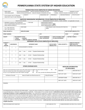 Pennsylvania State System Health Benefits Enrollment Form