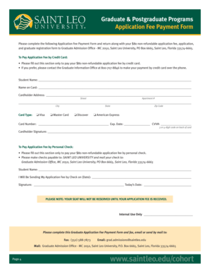 Graduate Application Fee Payment Form