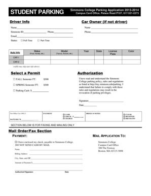 Simmons College Parking Application
