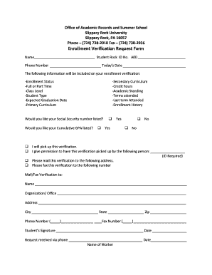 Enrollment Verification Request Form